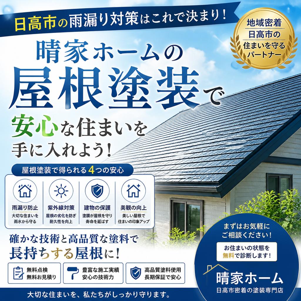 日高市の雨漏り対策はこれで決まり！晴家ホームの屋根塗装で安心な住まいを手に入れよう！