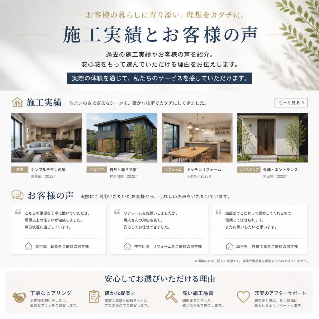 お客様の声をもとにした信頼の施工