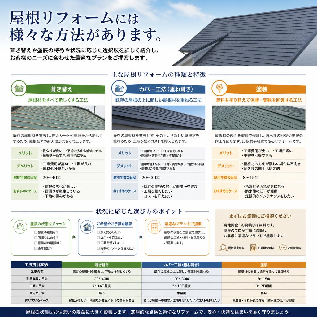 屋根葺き替えの選択肢