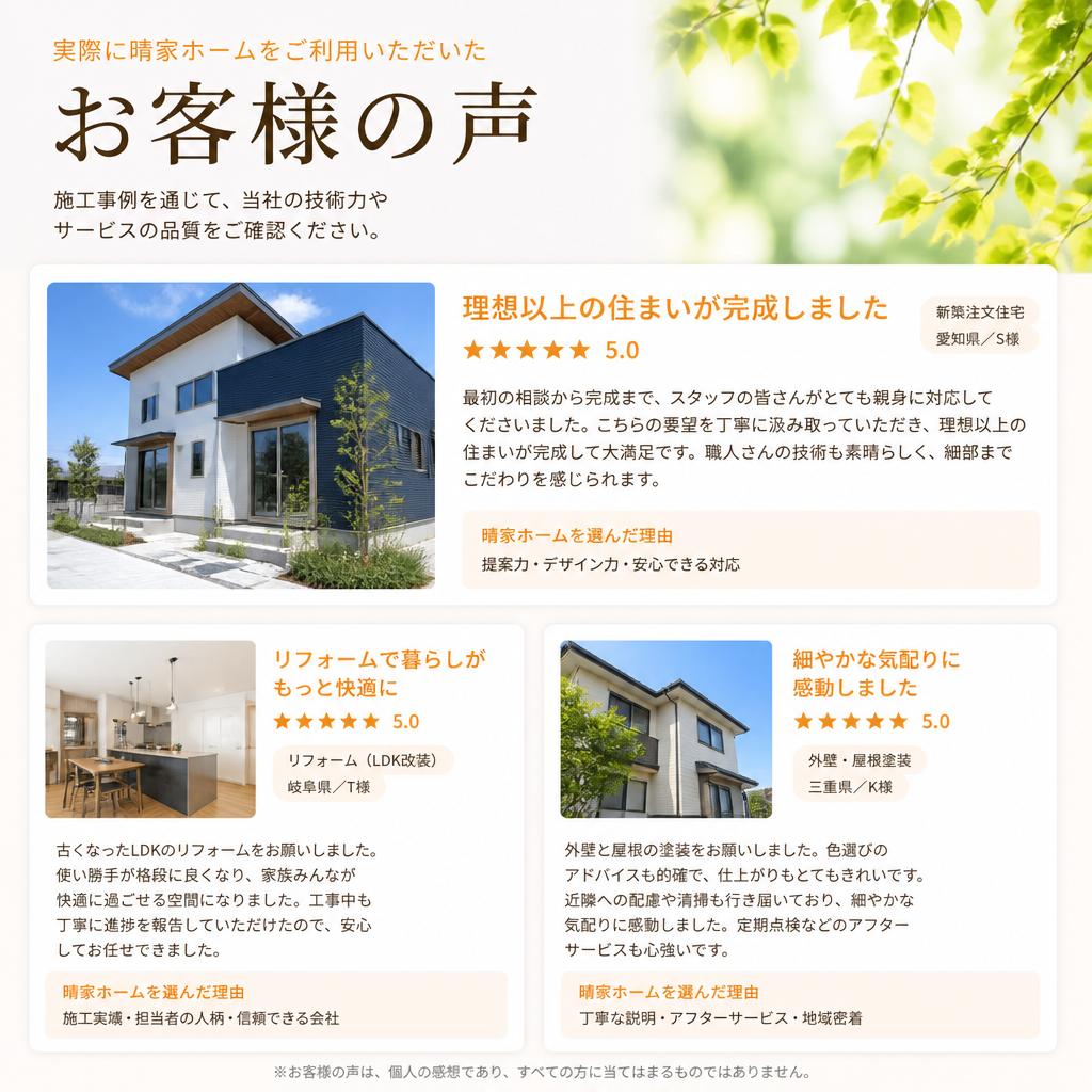 施工事例：お客様の声と実績