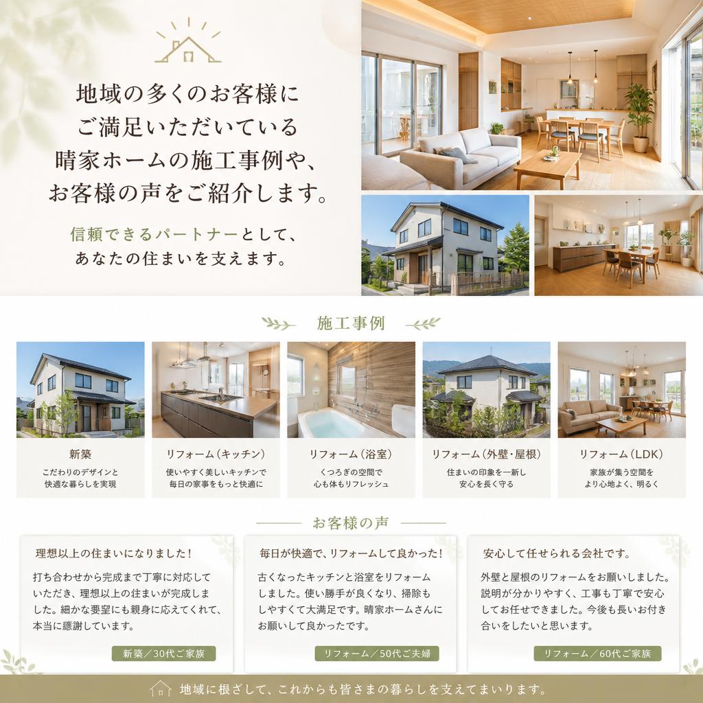 お客様の声：晴家ホームの実績と信頼