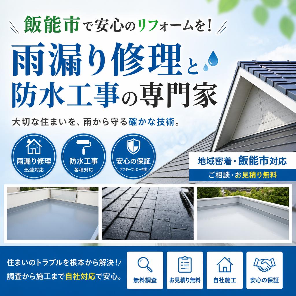 飯能市で安心のリフォームを！雨漏り修理と防水工事の専門家