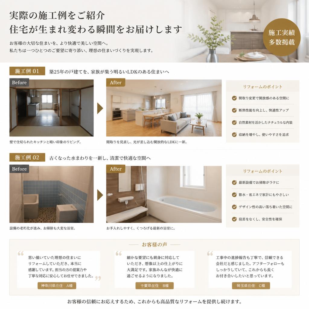 施工例とお客様の声